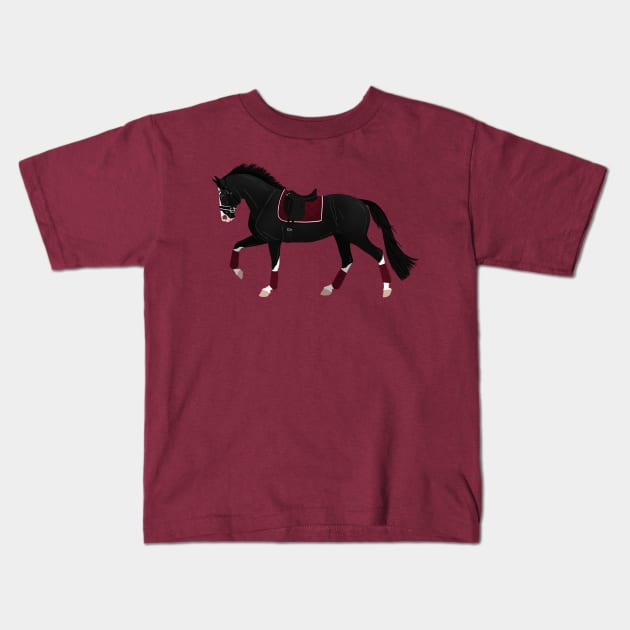Black Dressage Horse - Equine Rampaige Kids T-Shirt by Equine Rampaige